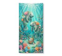 Bannière décorative pour porte d'entrée, motif vache sous-marine, décoration de porte d'entrée, décoration de plage d'été, fournitures de fête, 91,4 x 183 cm