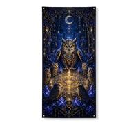 Bannière décorative pour porte d'entrée sur le thème de la forêt nocturne enchantée, fournitures de festival d'Halloween pour intérieur ou extérieur, 91,4 x 183 cm
