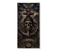 Bannière décorative pour porte d'entrée sur le thème des pirates - Décoration d'intérieur ou d'extérieur - Fournitures de festival d'Halloween - 91,4 x 183 cm