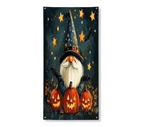 Bannière décorative pour porte d'Halloween, citrouille, chauve-souris, étoiles, décoration de porte d'entrée, intérieur ou extérieur, fournitures de vacances d'automne 91,4 x 183 cm