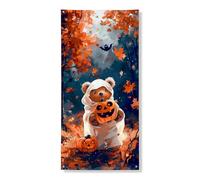 Bannière décorative pour porte d'Halloween - Motif citrouille et fantôme - Décoration d'intérieur et d'extérieur - Fournitures de festival d'automne - 91,4 x 183 cm