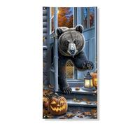 Bannière décorative pour porte d'Halloween - Scène de forêt d'automne effrayante - Décoration d'intérieur et d'extérieur - 91,4 x 183 cm