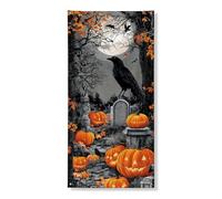 Bannière décorative pour porte d'Halloween, scène effrayante citrouille, cimetière, intérieur et extérieur, décoration de festival d'automne 91,4 x 183 cm