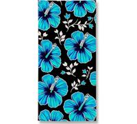 Bannière décorative pour porte d'hibiscus tropical, fleurs bleues vives, décoration murale d'intérieur et d'extérieur, festival d'été, fournitures de vacances 91,4 x 183 cm