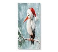 Bannière décorative pour porte d'oiseau d'hiver, cigogne festive avec chapeau de Père Noël, décoration de vacances, fournitures de fond de Noël pour intérieur et extérieur, 91,4 x 183 cm