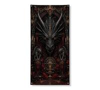 Bannière décorative pour porte Motif dragon gothique - Art mural médiéval - Festival d'Halloween - Décoration intérieure et extérieure - 91,4 x 183 cm