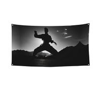 Bannière décorative pour toutes les occasions - Réutilisable - Facile à accrocher - Motif silhouettes d'arts martiaux