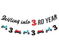 Bannière décorative Shifting Into 3ème année - Décoration de course de moto - Décoration de fête de motocross - Thème voiture de course - Décorations d'anniversaire pour compétition de sports extrêmes