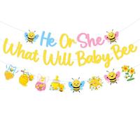 Bannière décorative sur le thème des abeilles « He or She What Will Baby Bee » - Décoration de fête prénatale « A Little Honey is On The Way »