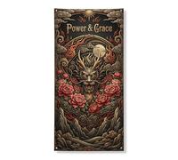 Bannière décorative vintage avec roses rouges et dragon, décoration de porte d'entrée, intérieur ou extérieur, festival, fournitures de vacances 91,4 x 183 cm