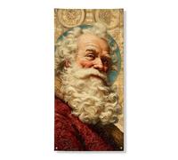 Bannière décorative vintage Père Noël pour porte de Noël, décoration murale artistique, intérieur ou extérieur, fournitures de festival de Noël 91,4 x 183 cm