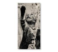Bannière décorative vintage pour porte de chat - Art mural - Noir et blanc - Décoration d'intérieur ou d'extérieur - Cadeau pour amoureux des animaux - 91,4 x 183 cm