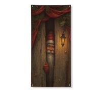 Bannière décorative vintage rustique Père Noël Lanterne de Noël Décoration d'intérieur ou d'extérieur 91,4 x 183 cm