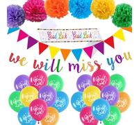 Bannière décorative « We Will Miss You » - Sorry You Are Leaving - Bannières en papier - Pompons en papier - Ballons porte-bonheur - Retraite - Remise de diplôme - Fournitures de fête d'adieu