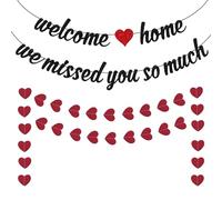 Bannière décorative « Welcome Home We Missed You » (noir rouge)