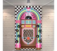 Bannière découpée pour platine - Bannière rock and roll des années 50 - La fabuleuse couverture de porte des années 50 - Grande décoration de fête Rockin' - Fournitures sur le thème rétro occidental