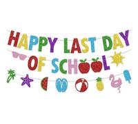 Bannière Dernier Jour d'École, Guirlande Fin d’Année Scolaire Décoration Fête Adieu École Maternelle Préscolaire Graduation Fournitures