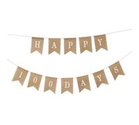 Bannière des 100 Jours en Lin Khaki, Décoration Anniversaire Garçon Fille | Réutilisable, Corde Incluse, pour Fenêtres et Portes, S’accorde aux Ballons, Usage Chambre Garçon Fille