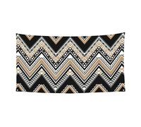 Bannière d'extérieur à suspendre en zigzag noir blanc brun clair pour voiture, bateau, fête de jardin, bannière Happy Holiday Christmas Halloween