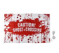 Bannière d'Halloween avec motif d'empreinte de main de sang effrayant, décorations de fête d'horreur, toile de fond de maison hantée avec corde, décoration murale effrayante pour (Bannière