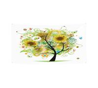 Bannière d'Halloween et de Noël, 180 x 90 cm, en polyester résistant à la décoloration, avec œillets métalliques pour décoration de fête, jardin, bateau, bar, arbre floral, tournesol, papillons