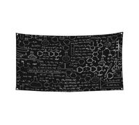 Bannière d'Halloween et de Noël, 180 x 90 cm, en polyester résistant à la décoloration, avec œillets métalliques pour décoration de fête, jardin, bateau, bar, bannière de fête scientifique abstraite