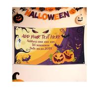 Bannière d'Halloween personnalisée, ajoutez votre propre texte photo bannière de fête « Joyeux Halloween », décorations pour porte d'entrée, porche, extérieur, cour, fournitures de fête à domicile
