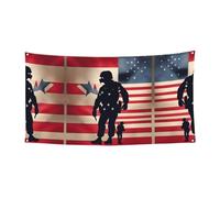 Bannière d'Halloween pour fête commémorative patriotique des soldats militaires américains, décoration d'intérieur et d'extérieur, fournitures de vacances avec œillets métalliques