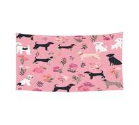 Bannière d'Halloween pour fête en plein air, cour, porche, toile de fond durable pour fêtes, jardin, bar, bouledogue français et fleurs, grand drapeau en polyester résistant aux déchirures 180 x 90 cm