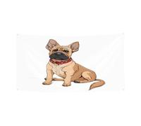 Bannière d'Halloween pour fête en plein air, cour, porche, toile de fond durable pour fêtes, jardin, bar, bouledogue français, grand drapeau en polyester résistant aux déchirures 180 x 90 cm