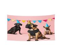 Bannière d'Halloween pour fête en plein air, cour, porche, toile de fond durable pour fêtes, jardin, bar, bouledogue français, grand drapeau en polyester résistant aux déchirures 180 x 90 cm
