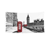 Bannière d'Halloween pour fête en plein air, cour, porche, toile de fond durable pour fêtes, jardin, bar, cabine téléphonique rouge Londres Street, grand drapeau en polyester résistant aux déchirures