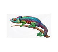 Bannière d'Halloween pour fête en plein air, cour, porche, toile de fond durable pour fêtes, jardin, bar, caméléon écouter de la musique, grand drapeau en polyester résistant aux déchirures 180 x 90