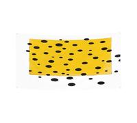 Bannière d'Halloween pour fête en plein air, cour, porche, toile de fond durable pour fêtes, jardin, bar, jaune moutarde et noir, grand drapeau en polyester résistant aux déchirures de 180 x 90 cm