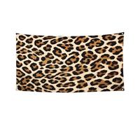 Bannière d'Halloween pour fête en plein air, cour, porche, toile de fond durable pour fêtes, jardin, bar, motif léopard marron, grand drapeau en polyester résistant aux déchirures 180 x 90 cm