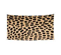 Bannière d'Halloween pour fête en plein air, cour, porche, toile de fond durable pour fêtes, jardin, bar, motif léopard marron, grand drapeau en polyester résistant aux déchirures 180 x 90 cm