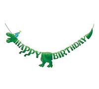 Bannière dinosaure « Happy Birthday » - Décorations de fête d'anniversaire pour garçons et enfants - Guirlande de fanions dinosaures