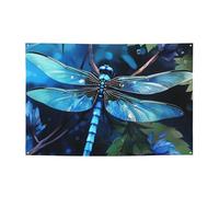 Bannière d'intérieur et d'extérieur personnalisable en polyester 300D pour décoration de fête - Motif libellule bleue