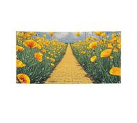 Bannière d'intérieur et d'extérieur personnalisée, champ de coquelicots, bannières routières en brique jaune, panneaux de fête réutilisables en polyester 300D pour décoration de fête