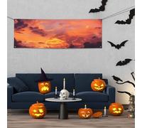 Bannière d'intérieur et d'extérieur personnalisée Coucher de soleil au crépuscule Bannière réutilisable en polyester 300D Décoration de fête