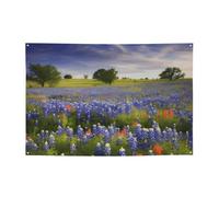 Bannière d'intérieur et d'extérieur personnalisée Texas Bluebonnets - Bannière de paysage réutilisable - Panneau vierge en polyester 300D pour décoration de fête