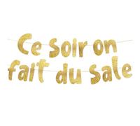 Bannière dorée à paillettes « Ce soir on fait du sale » - Bannière EVG et EVJF - Décorations et fournitures de fêtes