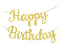 Bannière dorée « Happy Birthday » à paillettes, guirlande d'anniversaire dorée pour décoration de fête
