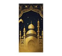Bannière dorée pour porte de l'Aïd - Fournitures de décoration de fête - Bannière à suspendre - Bannières de fête pour vacances, anniversaire, jardin, pelouse