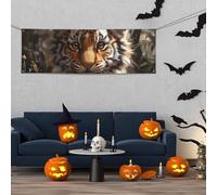 Bannière drapeau 180 x 60 cm - Grand panneau personnalisé à suspendre - Bannières de tigres mignons pour intérieur et extérieur - Bannières d'art mural pour entreprise, fête d'anniversaire, décoration
