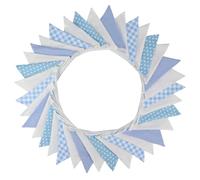 Bannière drapeau à suspendre, Banderoles en tissu coton Double couche 10M 36, banderole de drapeau multicolore, décor de fête(Blue White)