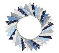 Bannière drapeau à suspendre, Banderoles en tissu coton Double couche 10M 36, banderole de drapeau multicolore, décor de fête(Nordic Blue)