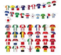 Bannière drapeaux | Décoration Internationale Forme Maillot,Guirlande De Fanions Aux Drapeaux De Football Des 48 Pays,Idéal Pour Fête En Extérieur, Au Jardin, À La Maison, Célébration, Bar Et Véranda