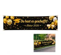 Bannière « Du hast es geschafft » « Du hast es geschafft » - Cadeau d'examen réussi - Bannière de remise de diplôme - Décoration de remise de diplôme - 250 x 40 cm