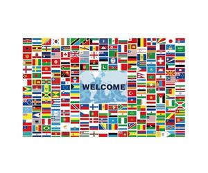 Bannière du monde 2026 pour porte - Décoration de bienvenue avec design multiculturel - Motifs de drapeau international pour une atmosphère globale